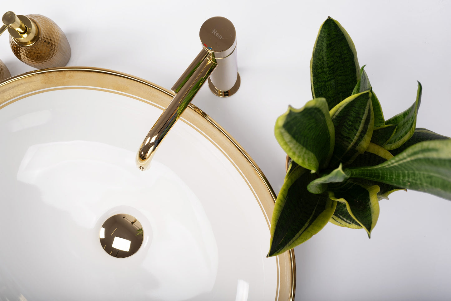 Aufsatzwaschbecken Rea Margot White/Gold 3
