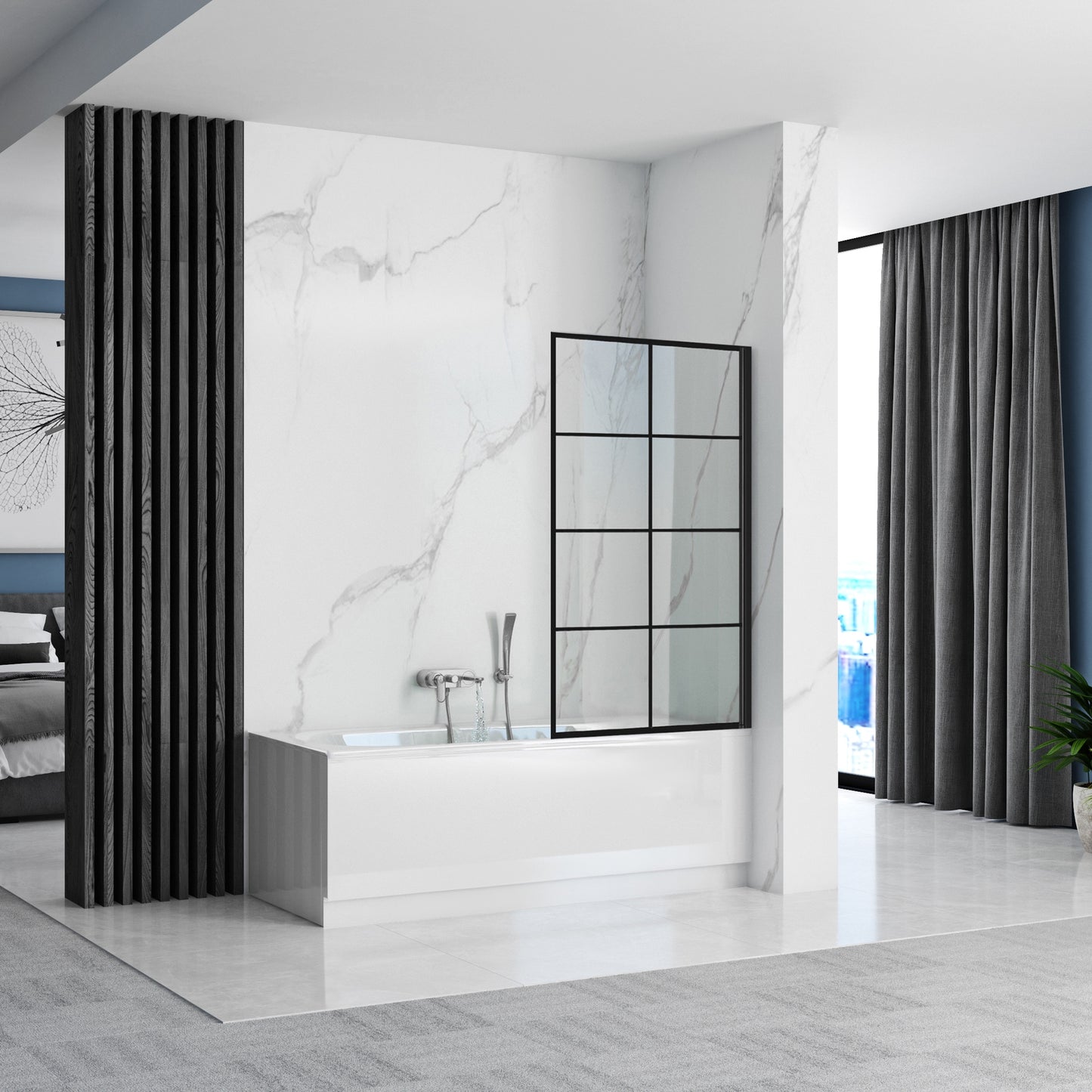 Badewanneaufsatz Rea Lagos-1 Fix 80 Black 2