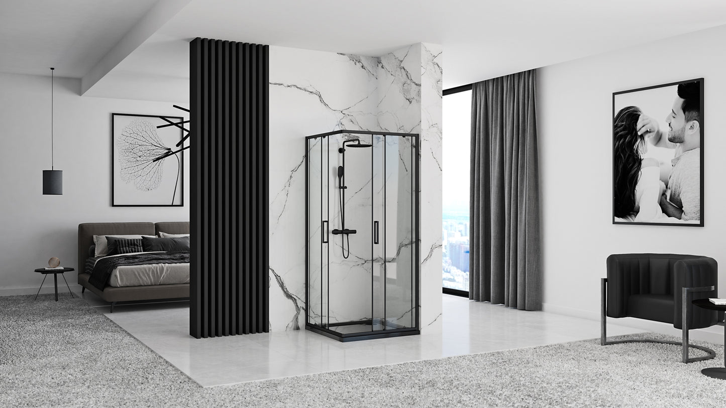 Duschkabine Rea Punto black 90x90 mit Duschwanne Savoy Schwarz 6