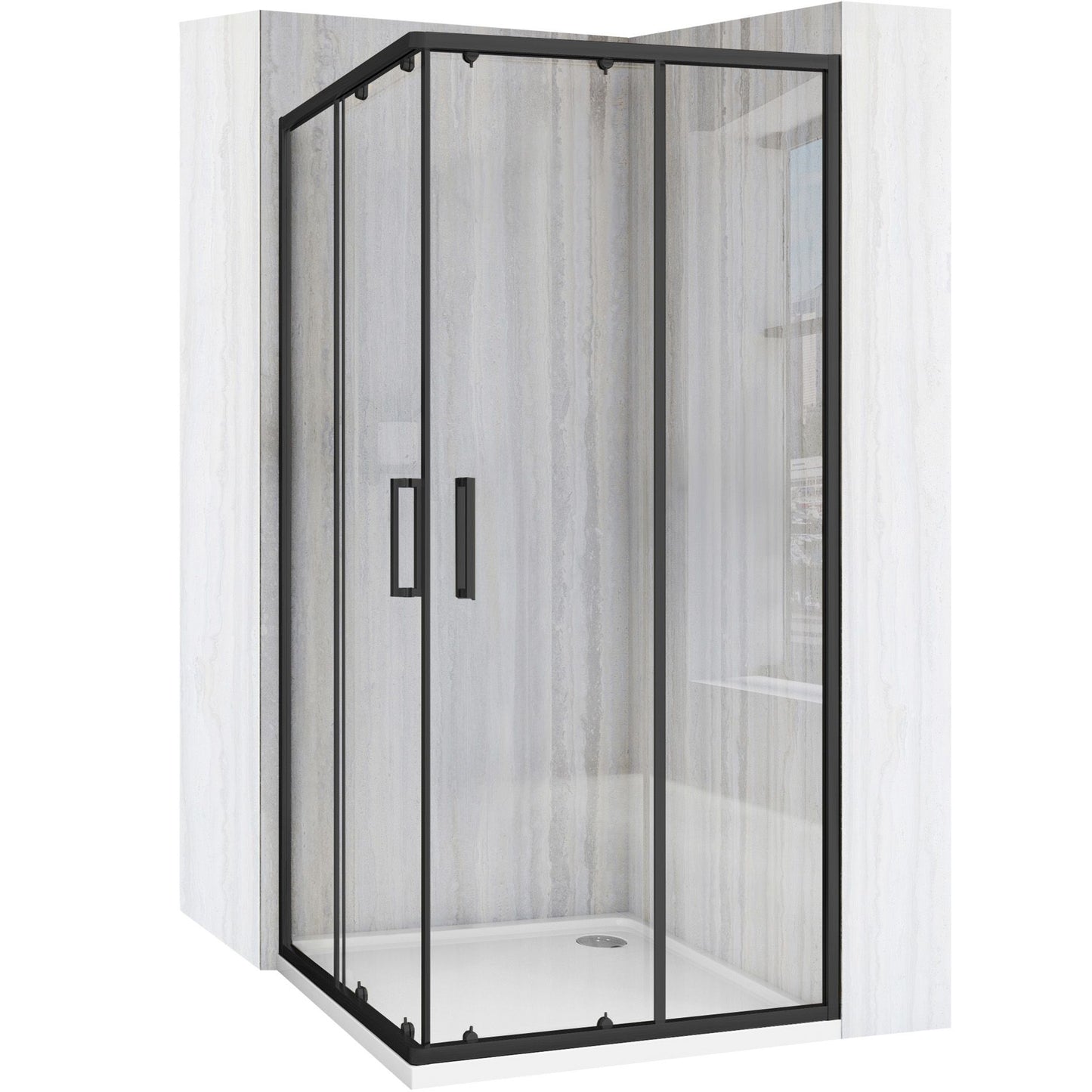 Duschkabine Rea City 80x80 Black mit Duschwanne Savoy 1