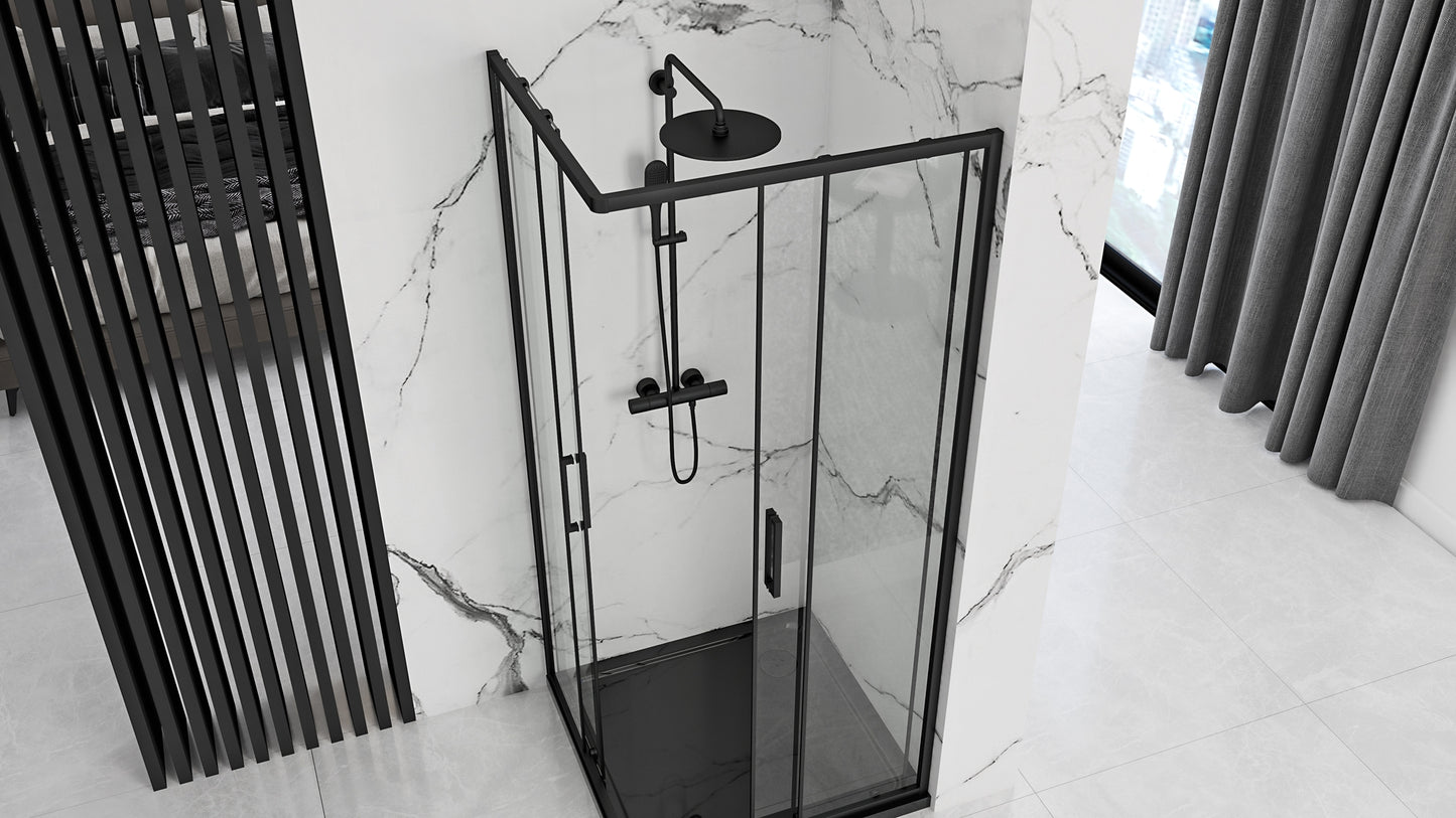 Duschkabine Rea Punto black 90x90 mit Duschwanne Savoy Schwarz 3