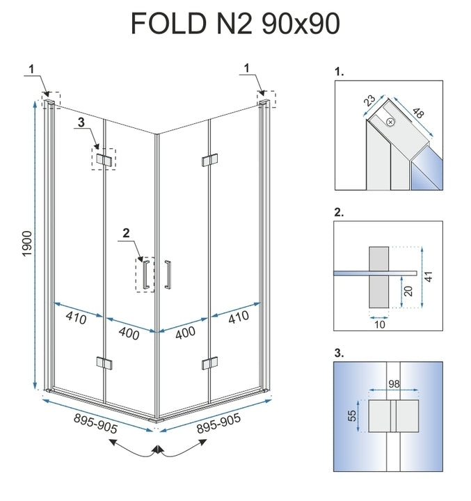 Duschkabine Falttür Rea Fold N2 80 x 80 cm 7