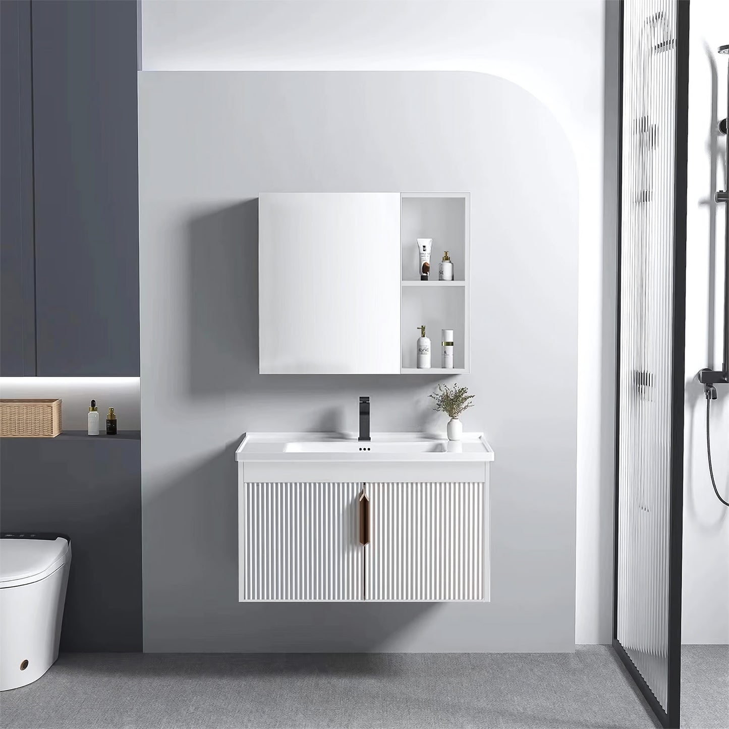 Badezimmermöbel-set Mit Waschbecken Astor 60cm White 1