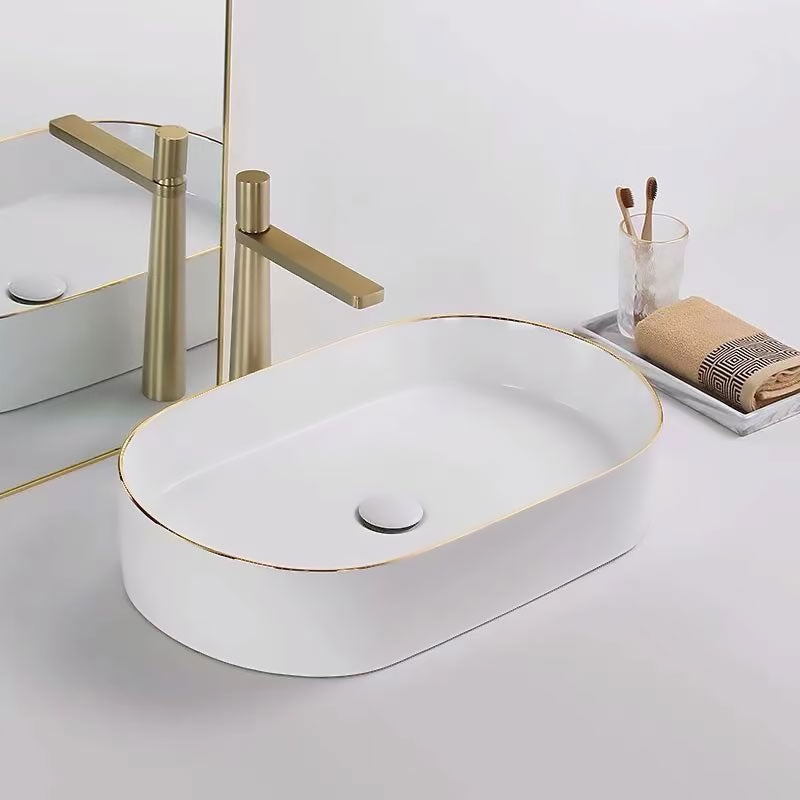 Aufsatzwaschbecken Rea Nadia white Gold edge 6