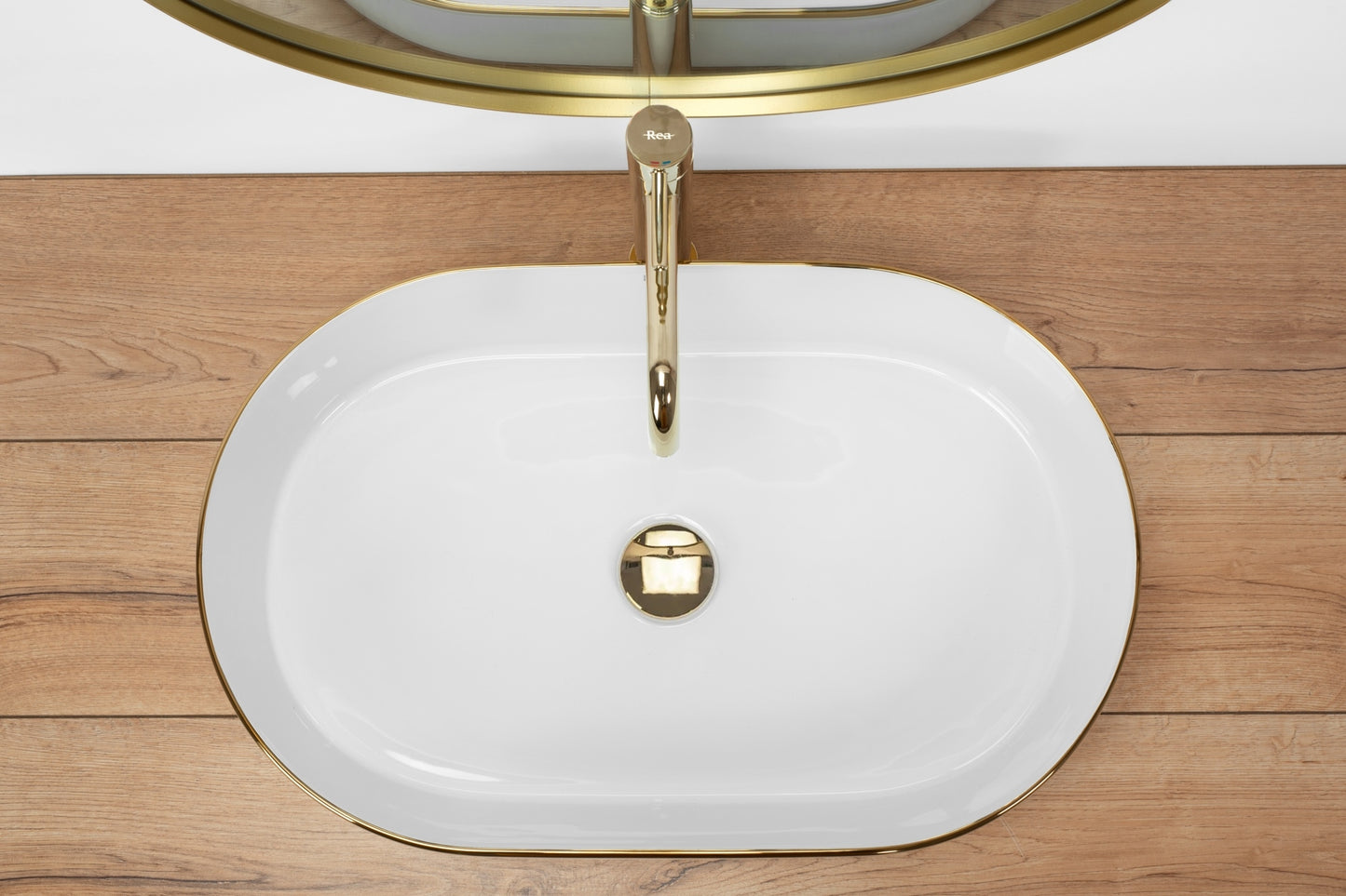 Aufsatzwaschbecken Rea Nadia white Gold edge 5