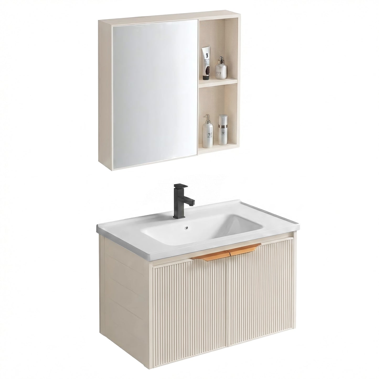 Badezimmermöbel-Set mit Waschbecken Mario 60cm Beige 6