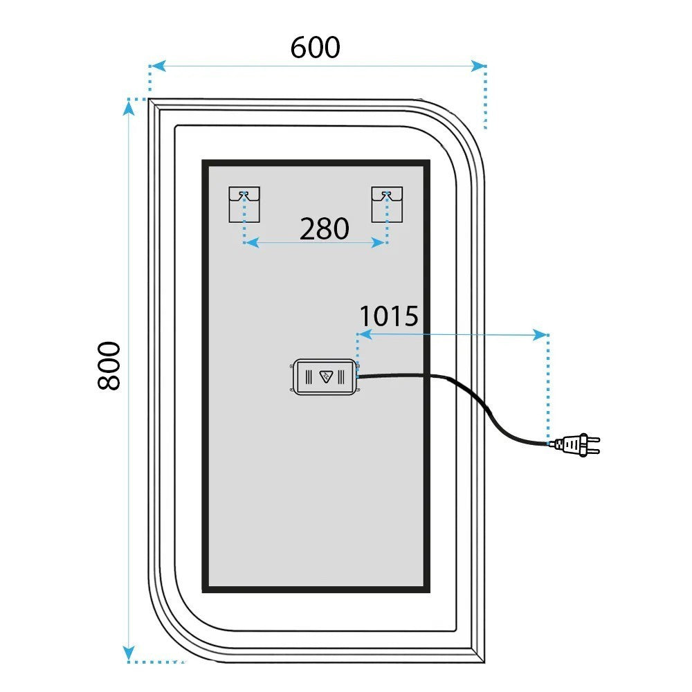 Spiegel LED ZONE 80X60 BLACK 10