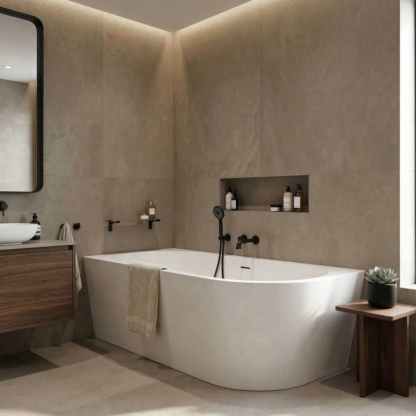 Acryl Eckbadewanne SYDNEY BELLANTO LEFT 170cm Gebürstete Kupfer Stöpselabdeckung 10