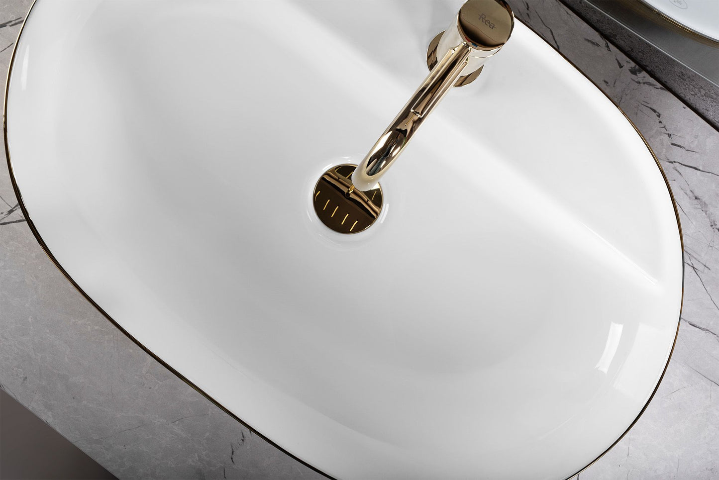 Aufsatzwaschbecken Rea Aura 61 White Gold Brush 5
