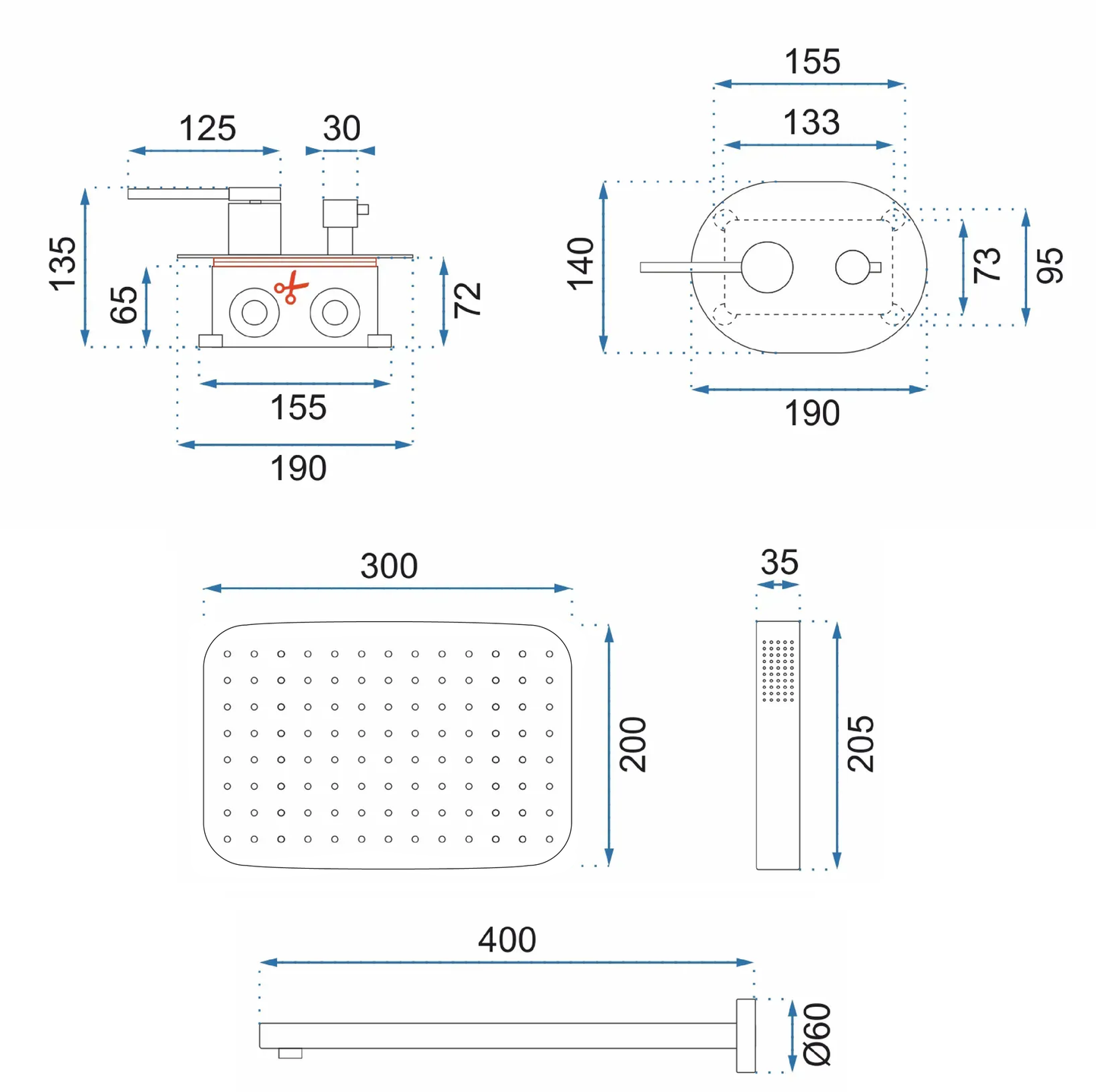 Duschset REA OVAL Chrom BOX 8