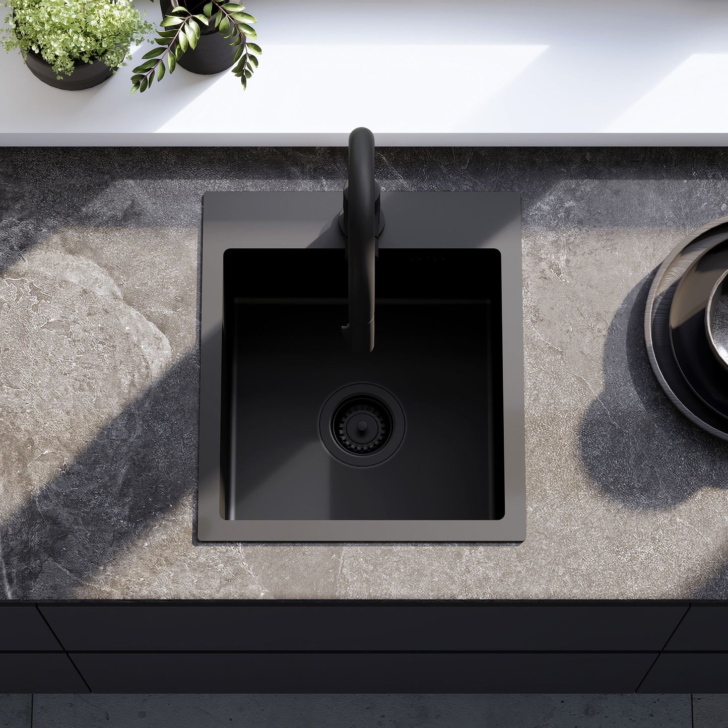 Edelstahlspüle Leo 40 Black mit Küchenarmatur 4