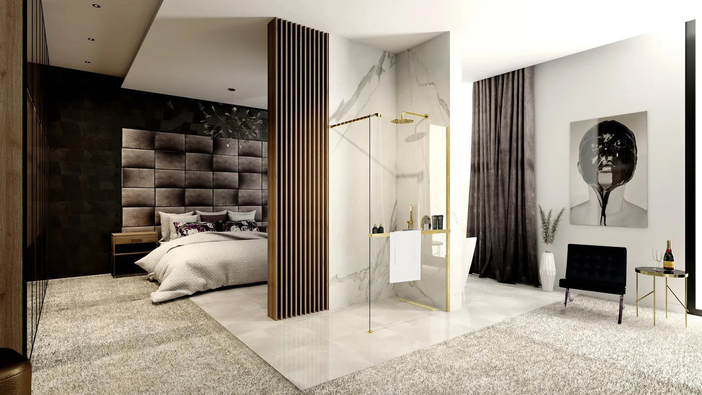 Duschwand Rea Aero Gold Brush N 90 Walk In + EVO 2