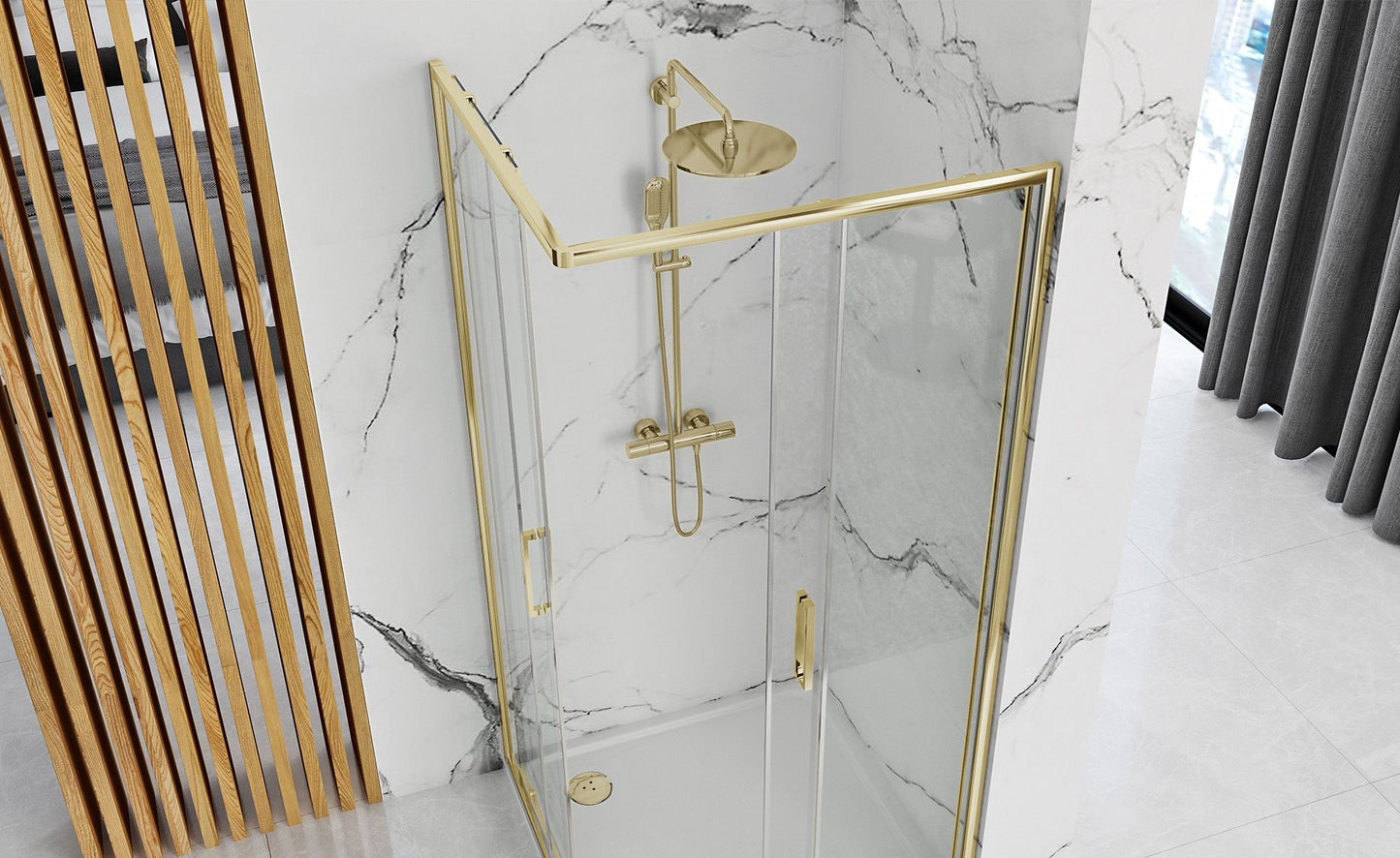 Duschkabine Rea Punto 80x80 Gold ohne Duschwanne 7