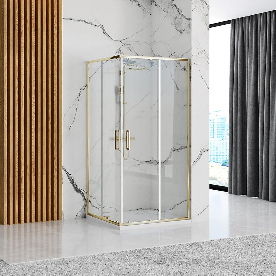 Duschkabine Rea Punto 80 x 100 Gold ohne Duschwanne 2