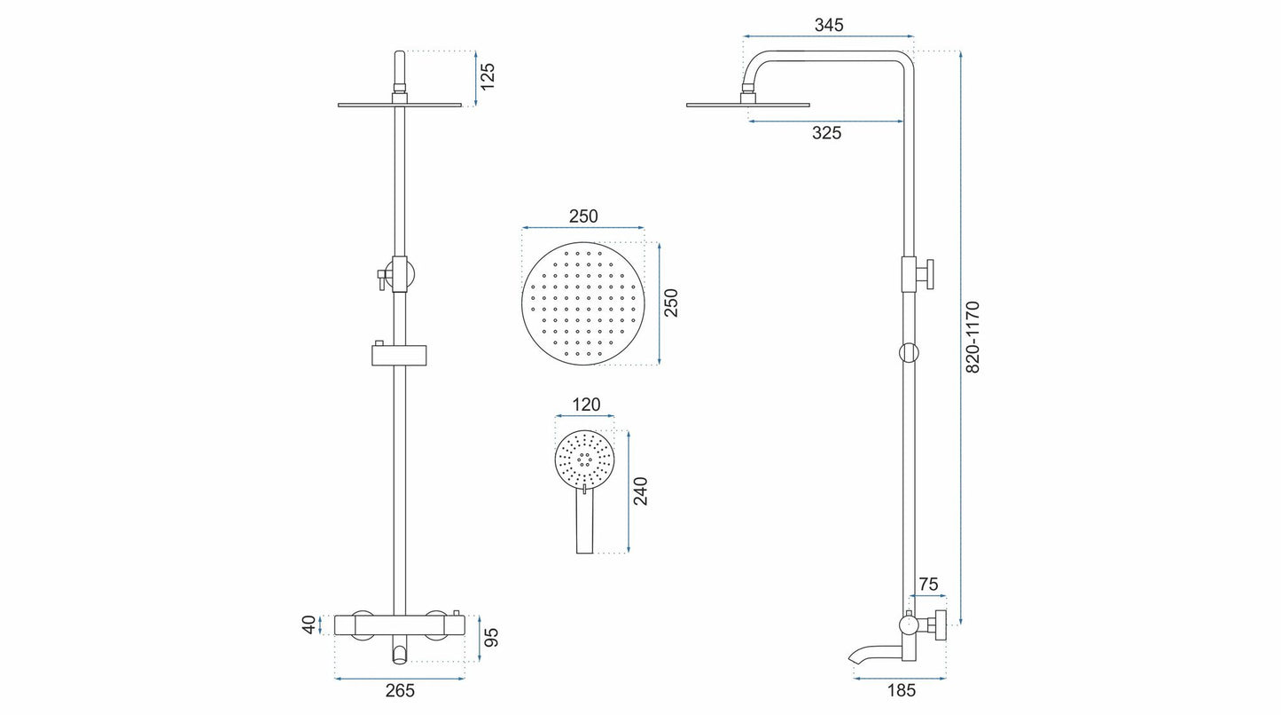 Thermostat Duschset Lungo White Matt Matt 10