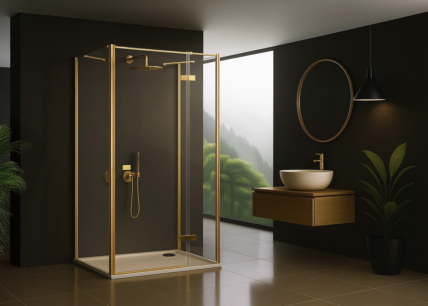 Duschkabine Rea Atlas 100x100 Brush Gold rechte 2