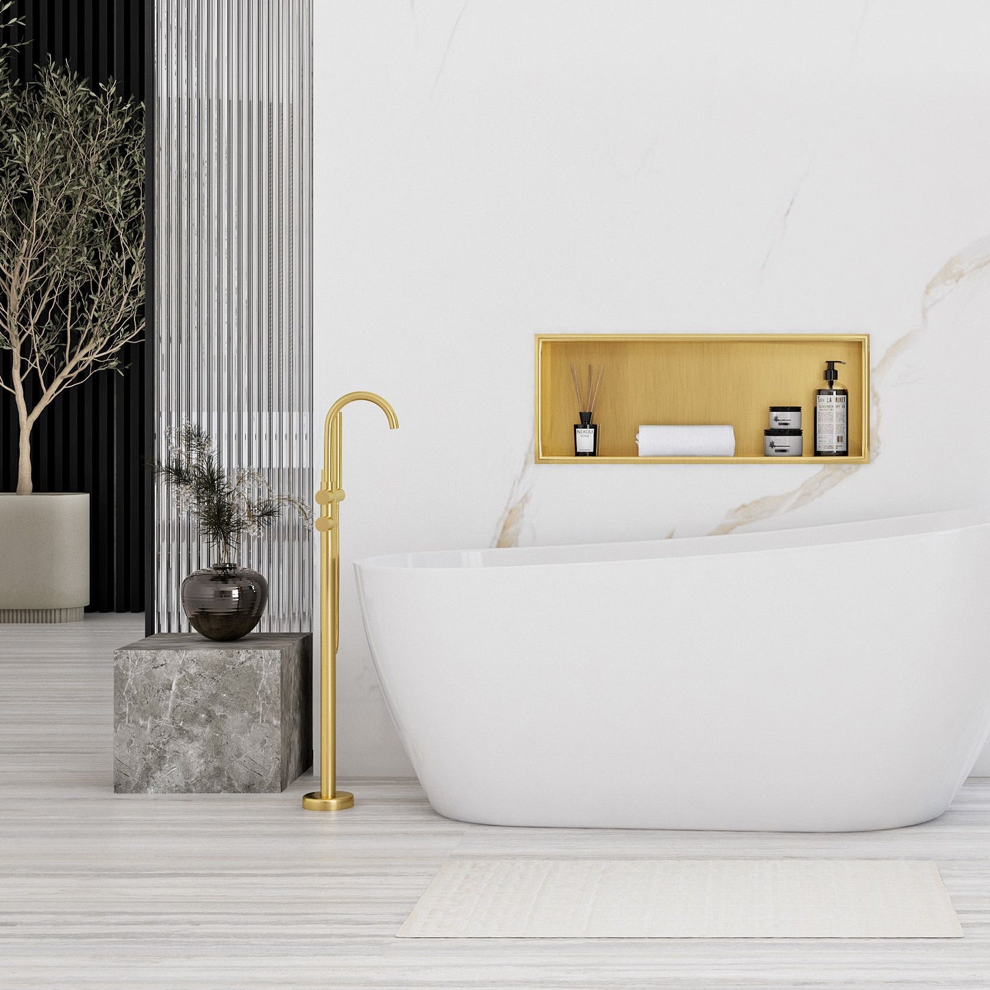bathroom shelf 30x60 gold brush 6