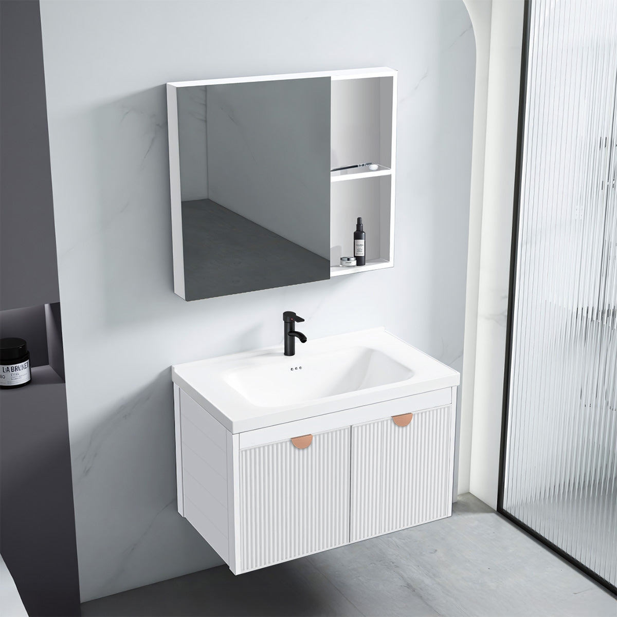 Badezimmermöbel-set Mit Waschbecken Mario 60cm White 2