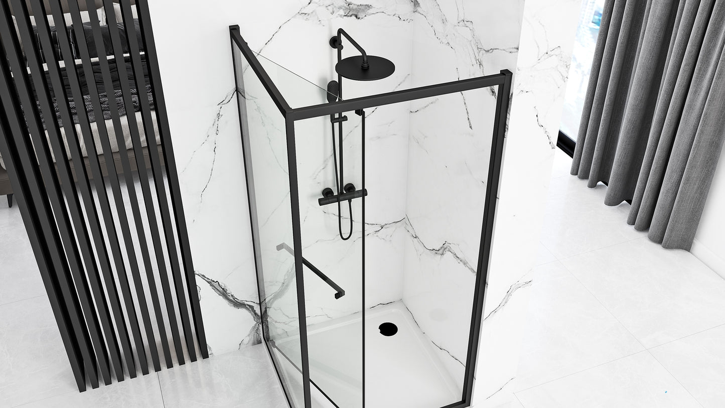 Duschkabine Rea Space In Black 80x100 mit Duschwanne Savoy 3
