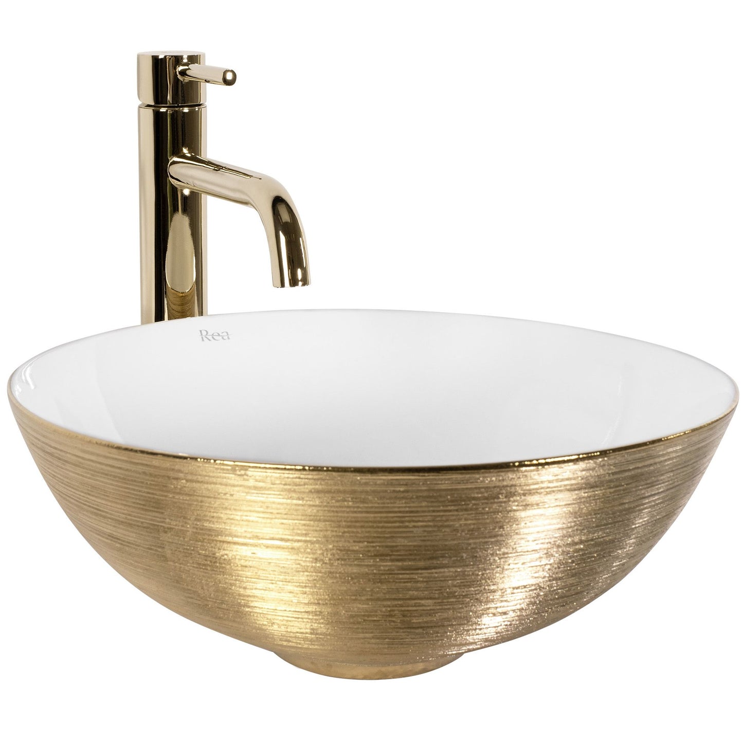 Aufsatzwaschbecken REA STELLA Gold Brush / White 6