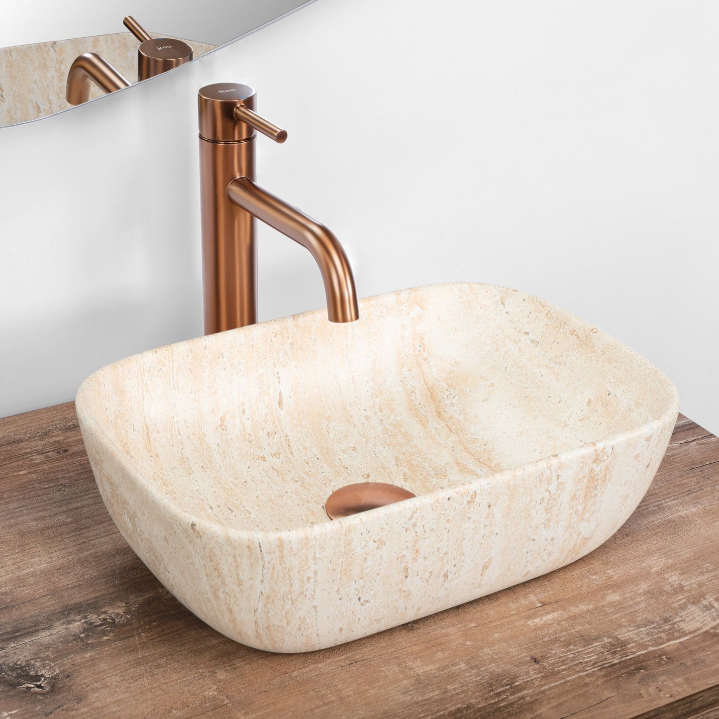 Aufsatzwaschbecken Rea BELINDA MINI TRAVERTINE MATT 2