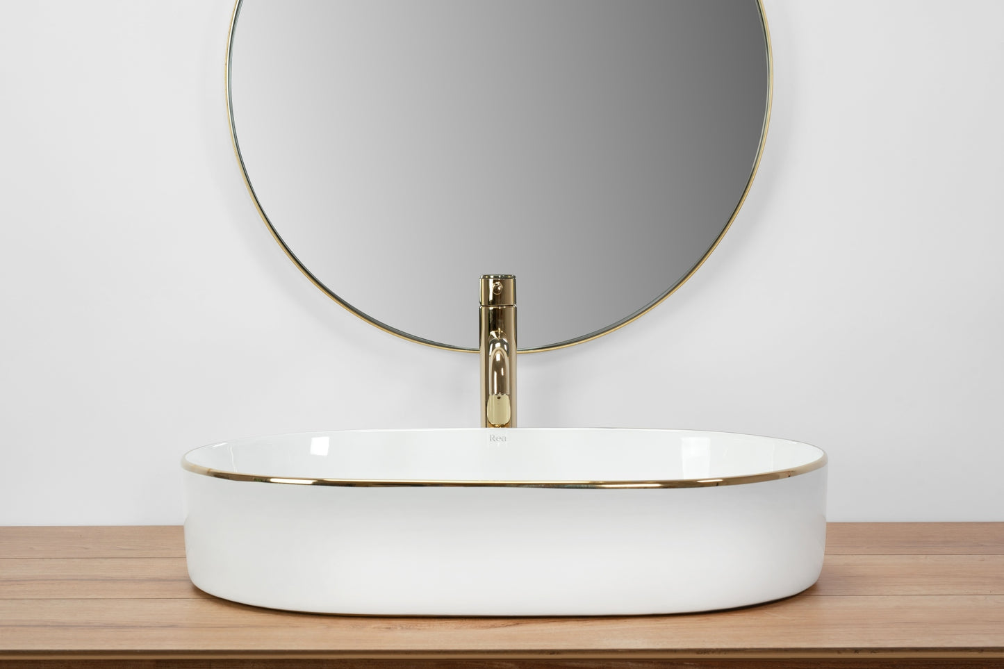 Aufsatzwaschbecken Rea Nadia white Gold edge 4