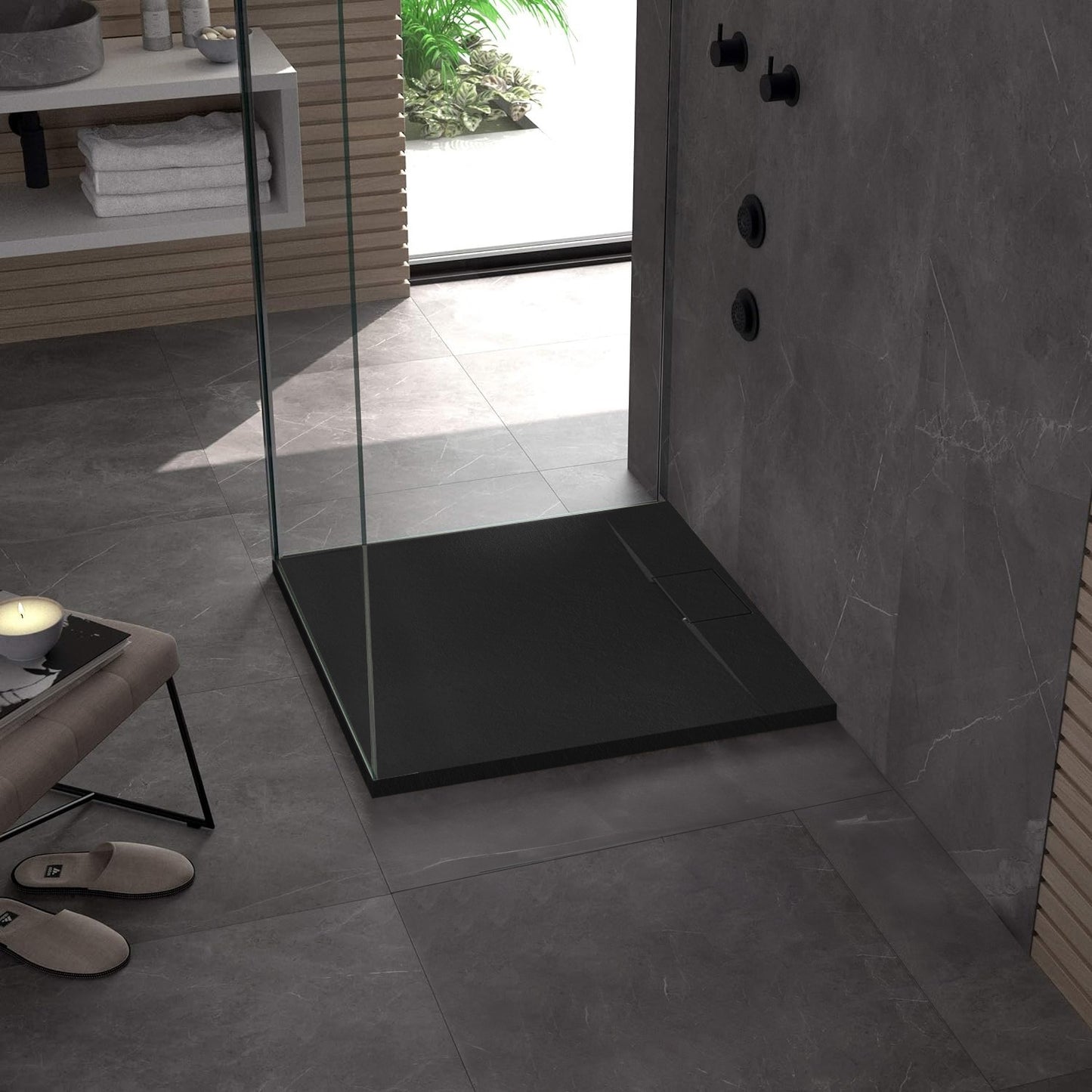 Duschtasse Bazalt Black 90x90 4