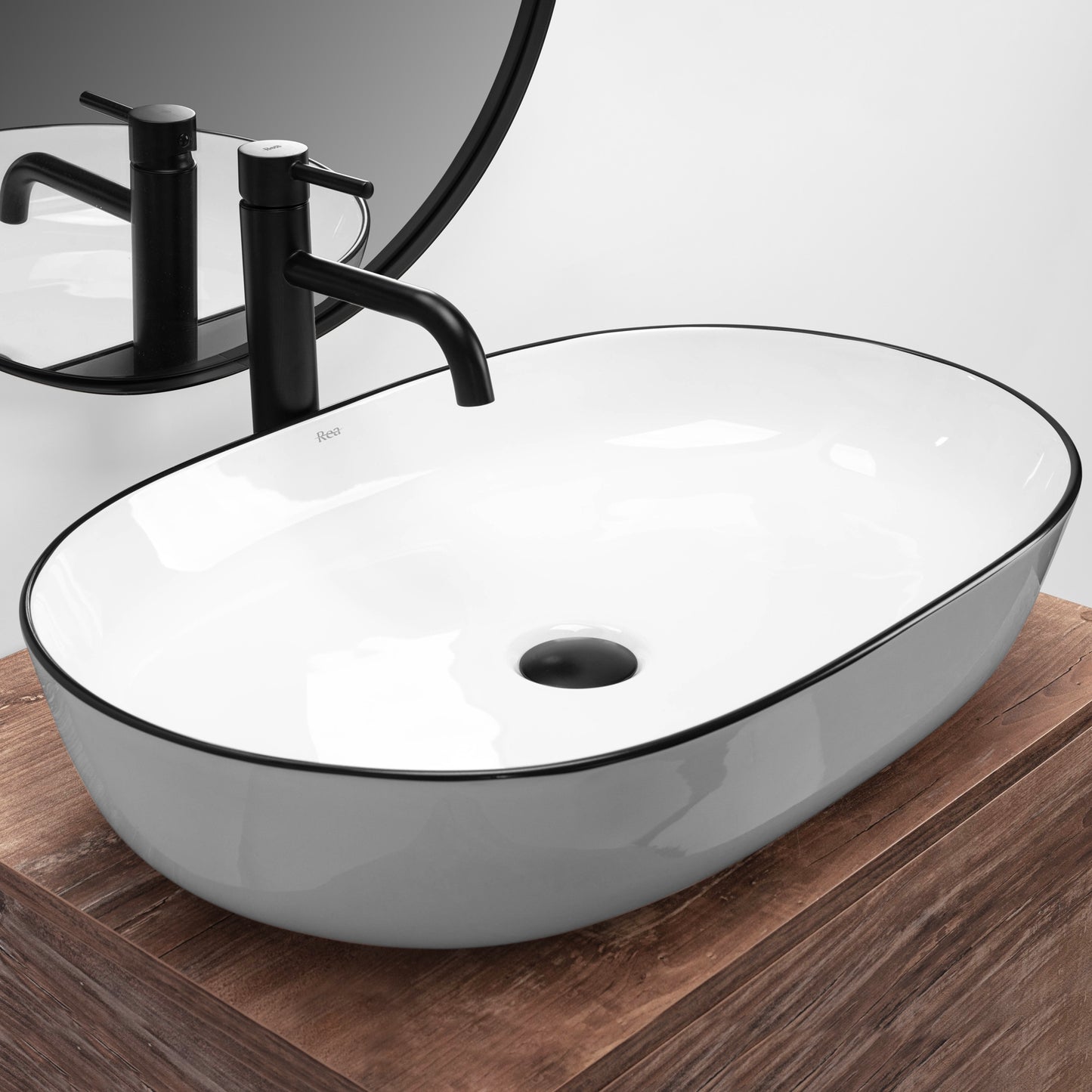 Aufsatzwaschbecken Rea CLEO white Black edge 2