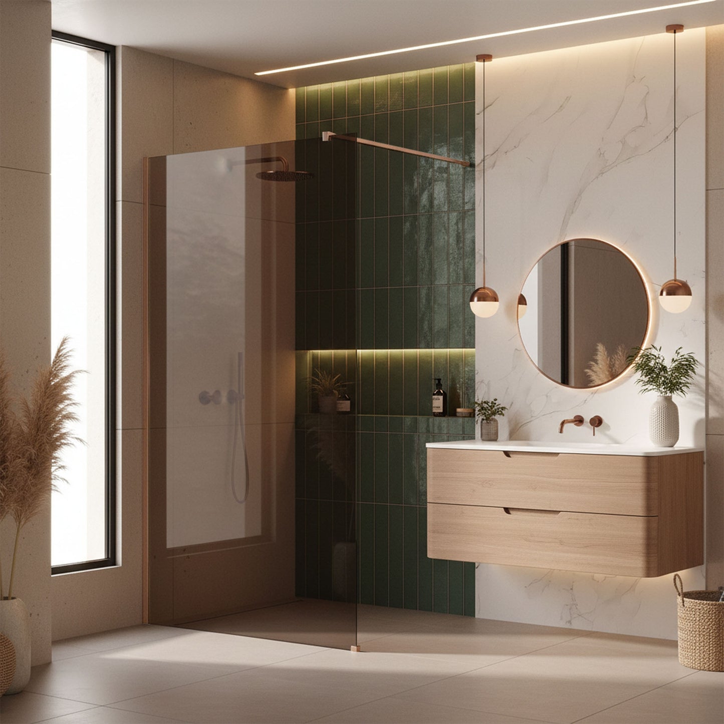 Duschwand Rea Flexi Brown / Brush Copper 100 11