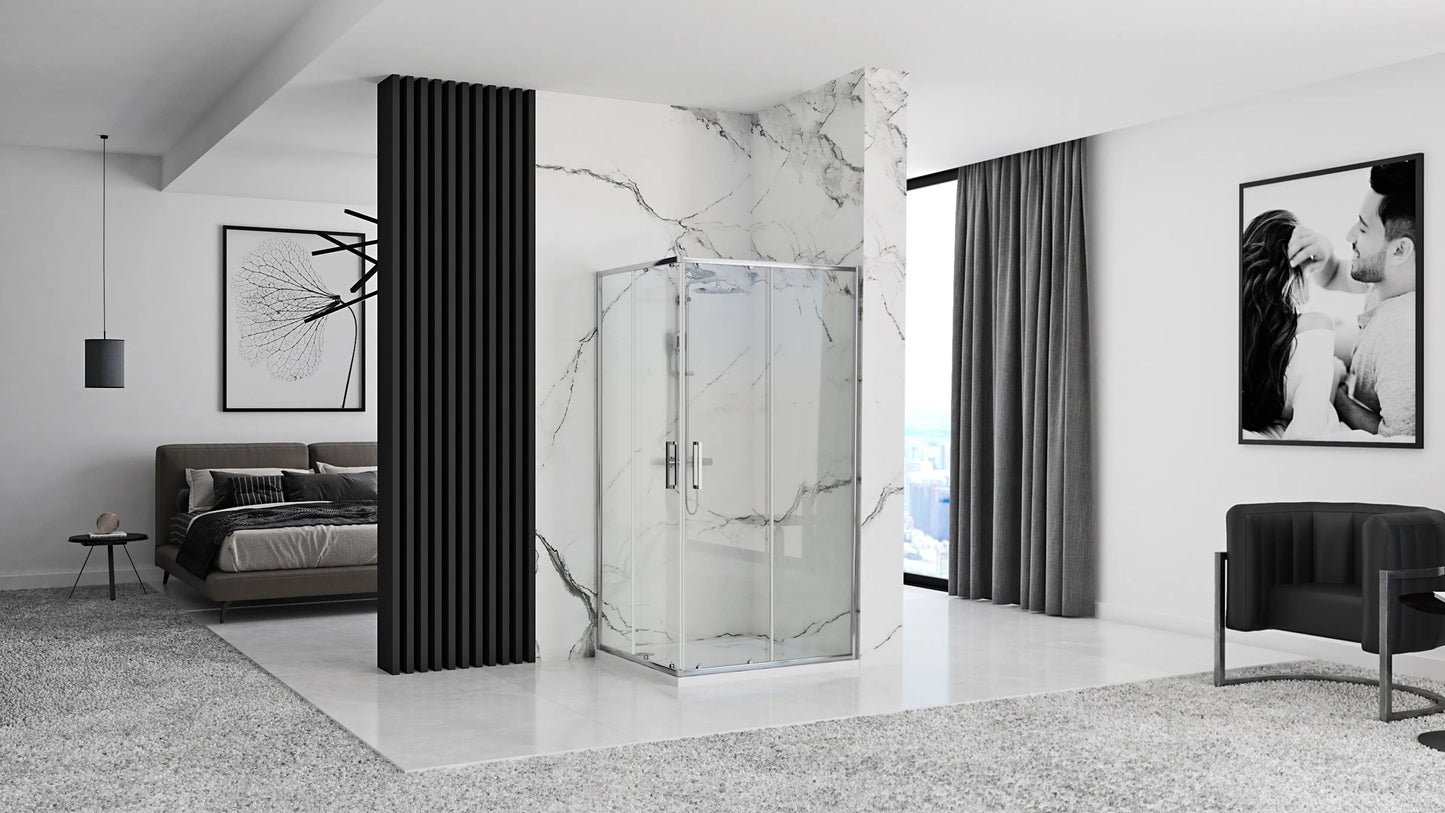 Duschkabine Rea Punto 90x90 mit Duschwanne Savoy Schwarz 3