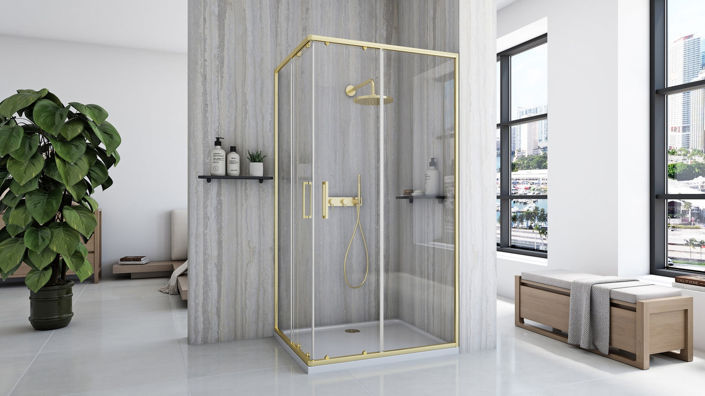 Duschkabine Rea City 80 x 100 Brush Gold ohne Duschwanne 3