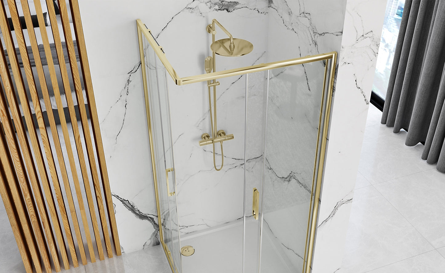 Duschkabine Rea Punto 80 x 100 Gold ohne Duschwanne 7