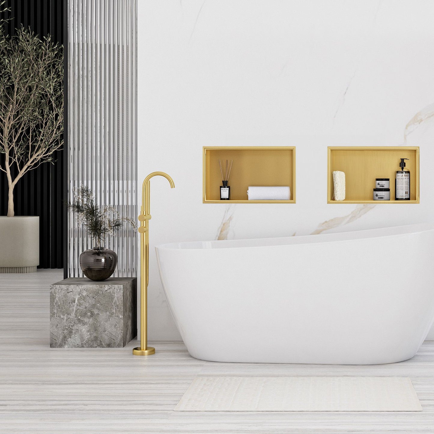 bathroom shelf 30x45 gold brush 6