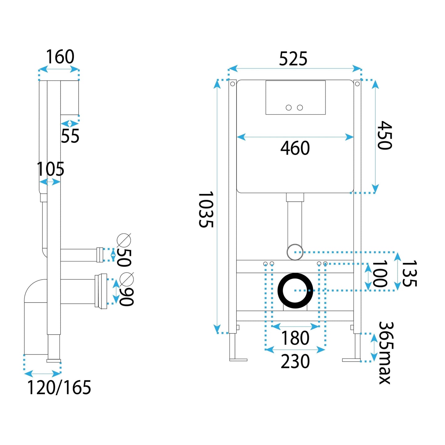 Vorwandelement für WC Rea T Brush Steel 9