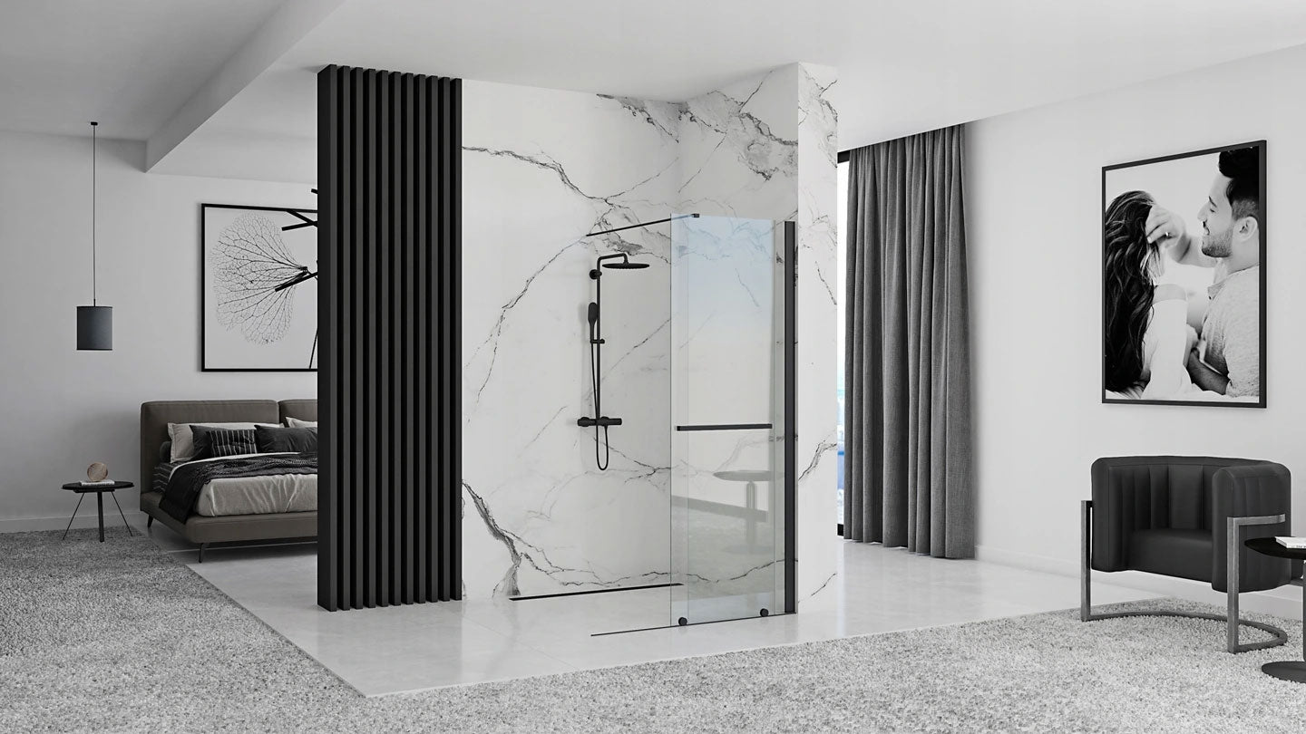 Duschwand Rea Cortis Black 100 4