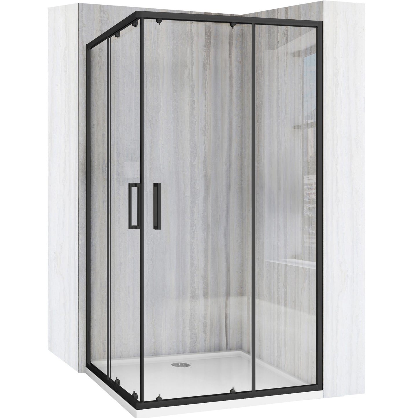 Duschkabine Rea City 80 x 100 Black mit Duschwanne Savoy 1