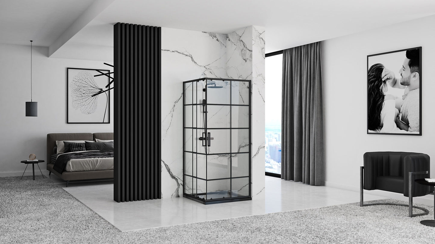 Duschkabine Rea Concept Black 80x80 mit Duschwanne Savoy Schwarz 3