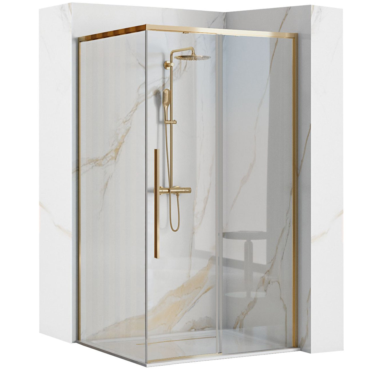 Duschkabine SOLAR GOLD 90x90 mit Duschwanne Savoy 1