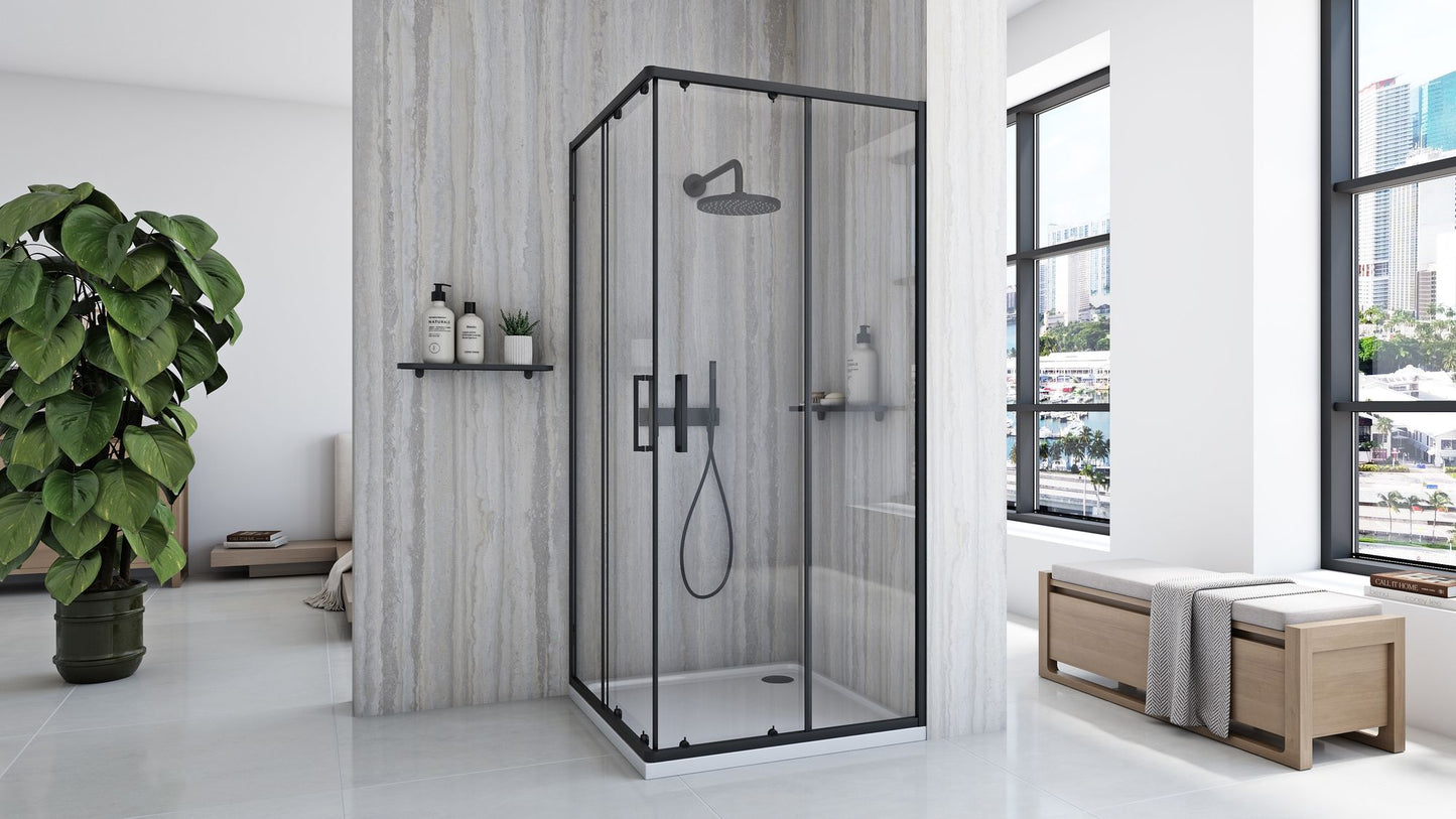 Duschkabine Rea City 90x90 Black mit Duschwanne Savoy Schwarz 3