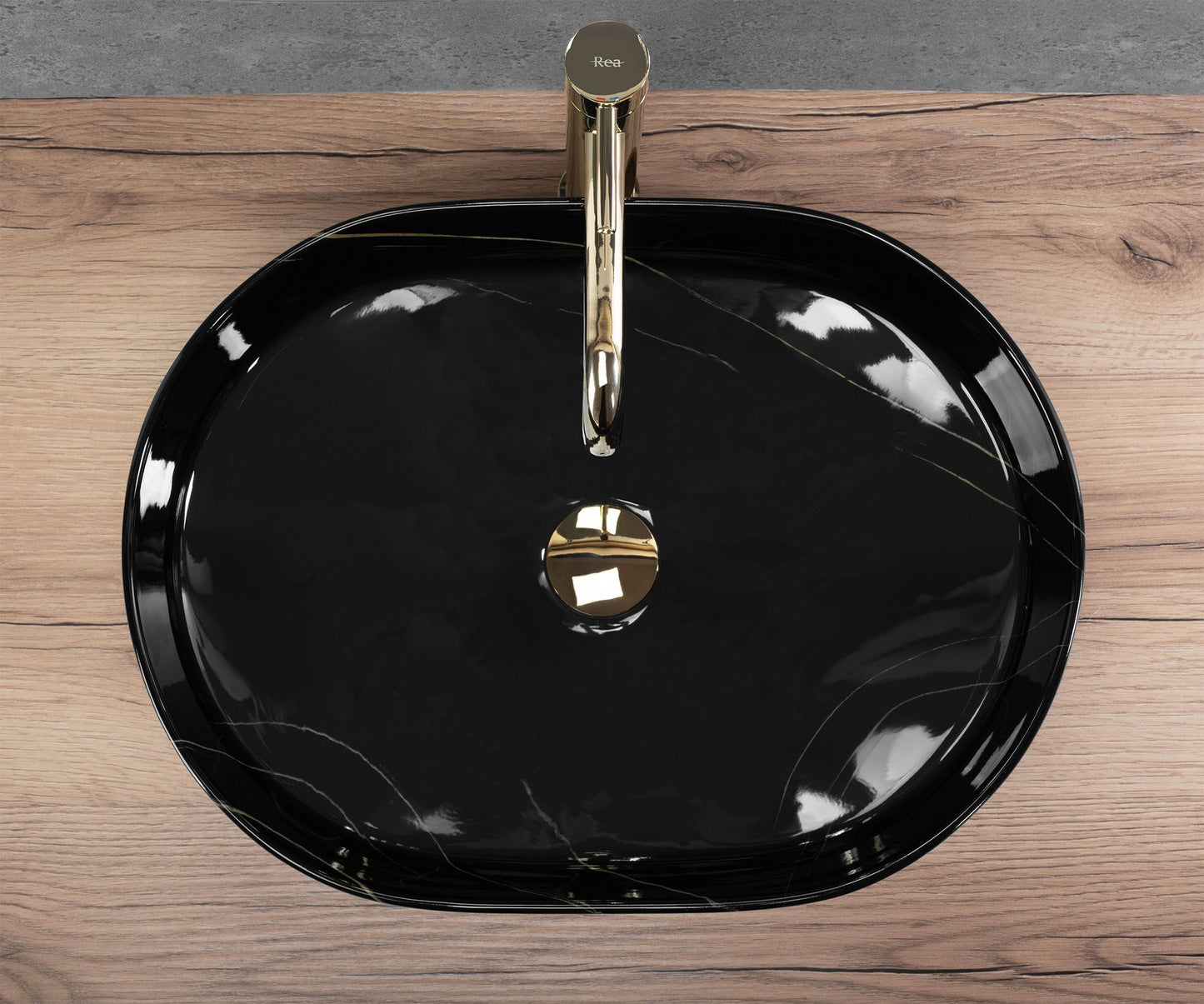 Aufsatzwaschbecken Rea Nadia 50 Black Stone 2