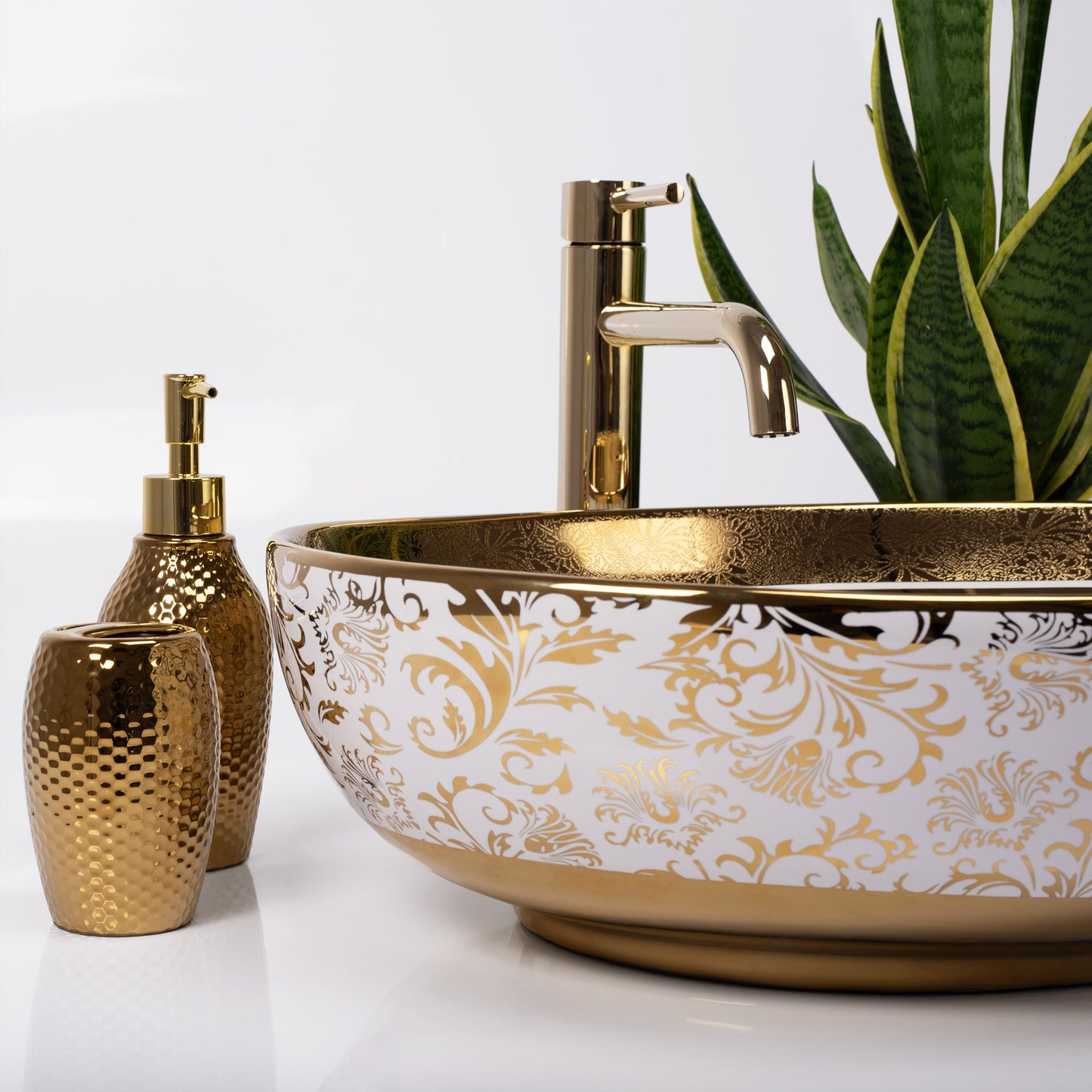 Aufsatzwaschbecken Rea Margot White/Gold 1