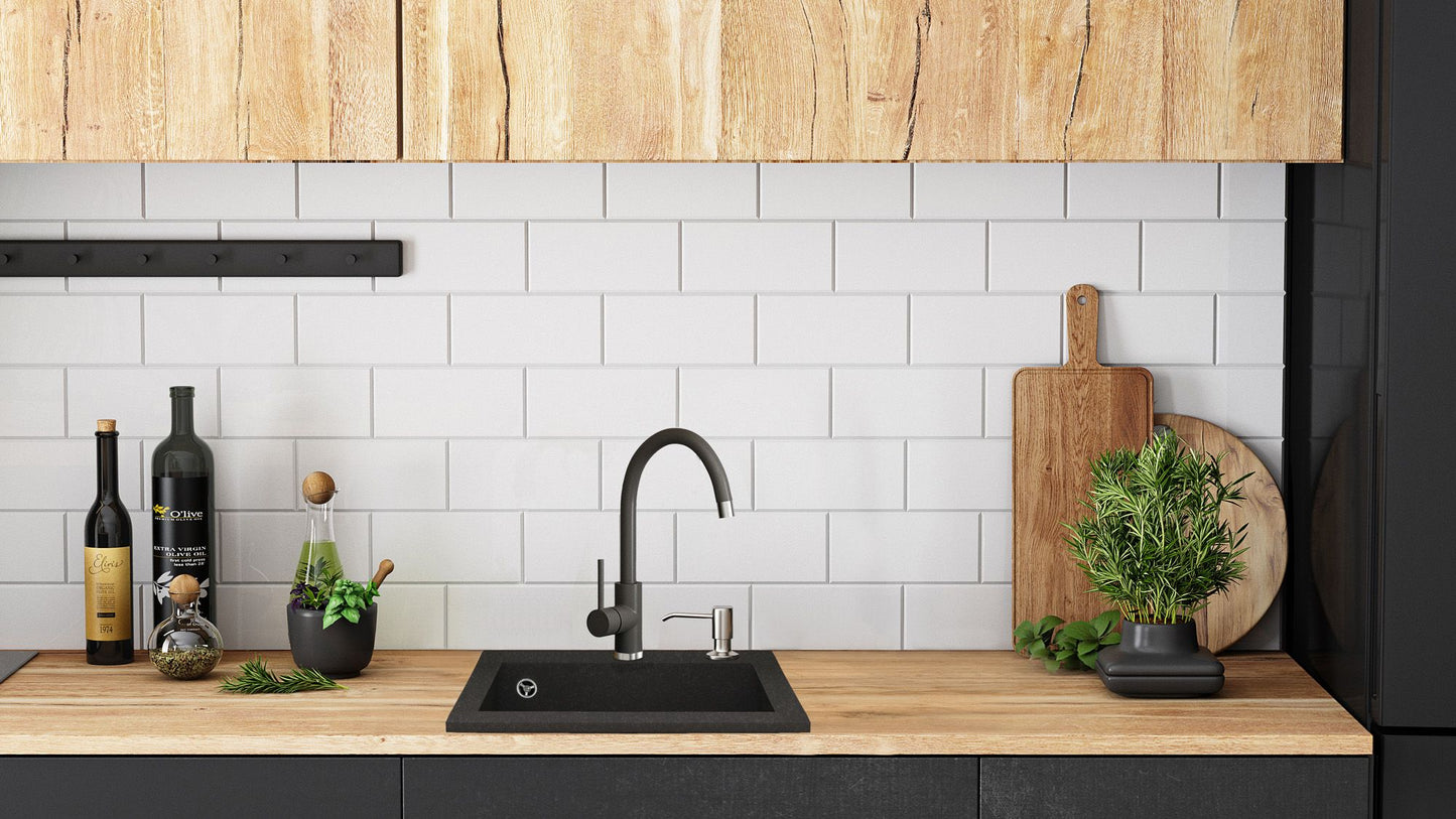 Spülbecken granit West black metalic 5