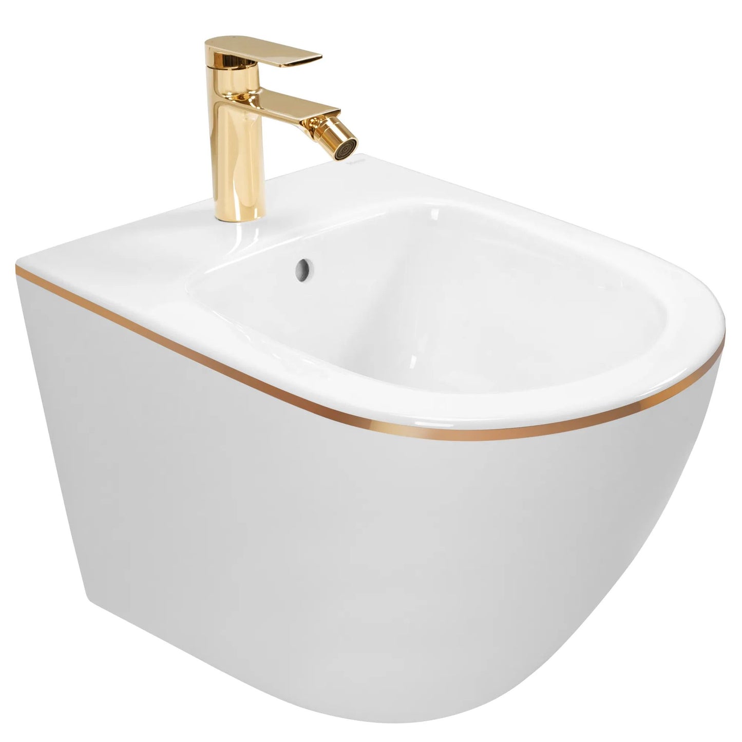 Wandhängendes Bidet Rea Carlo Mini White Gold Edge 3