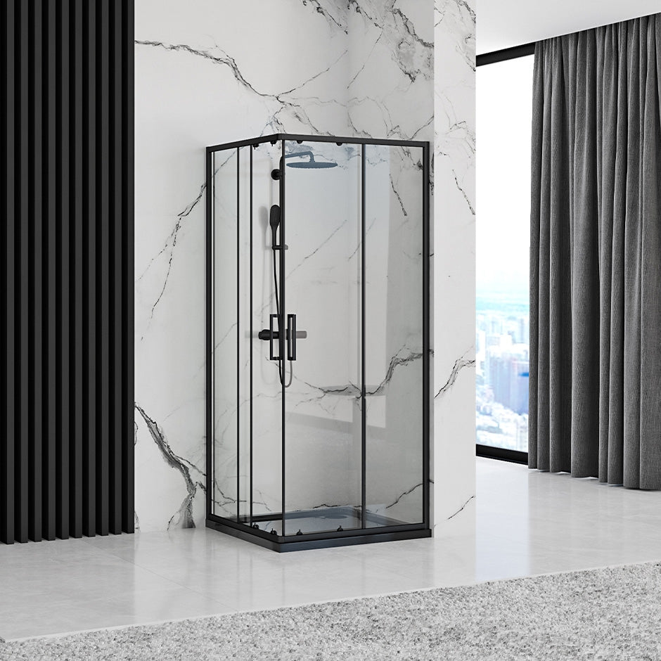 Duschkabine Rea Punto black 90x90 mit Duschwanne Savoy Schwarz 2