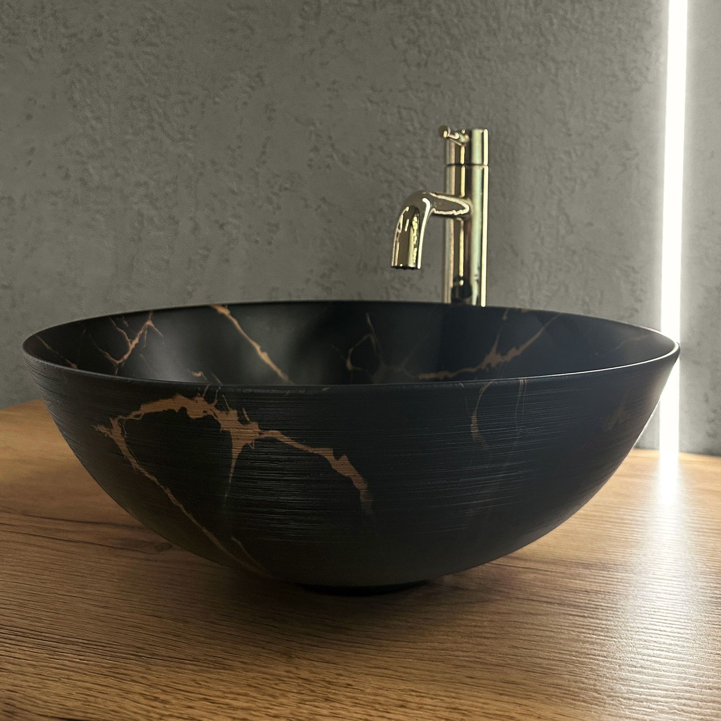 Aufsatzwaschbecken Rea Nadia Black Marble Brush 2