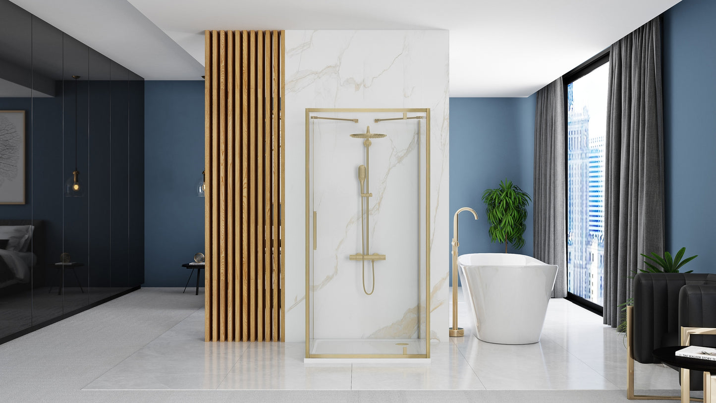 Eckdusche Rapid Swing Brush Gold 100 x 90 4