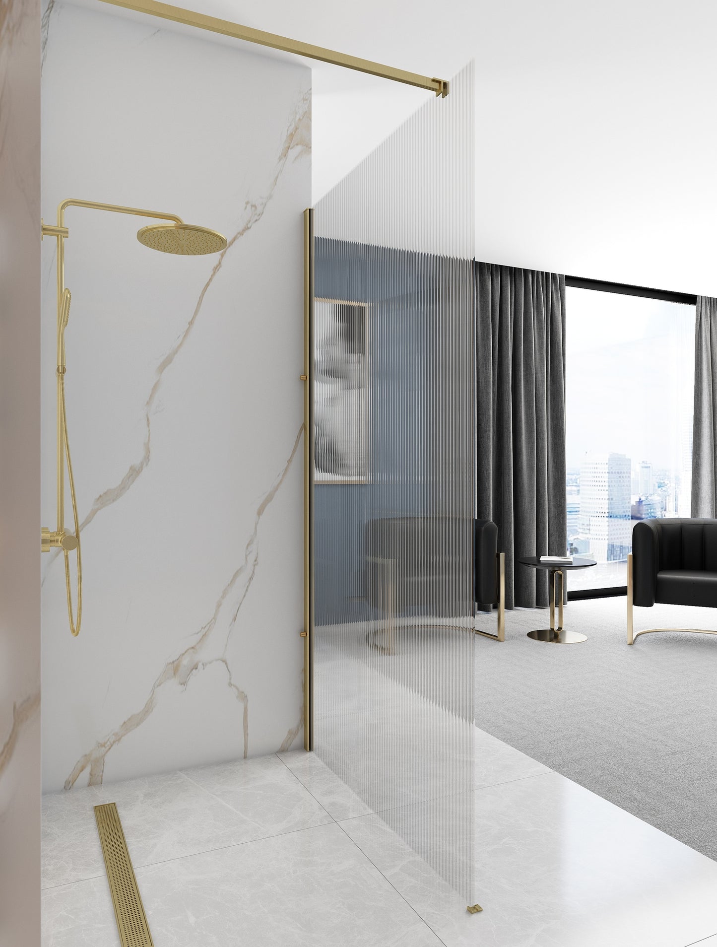 Duschwand Rea Aero Intimo Gold Brush 90 5