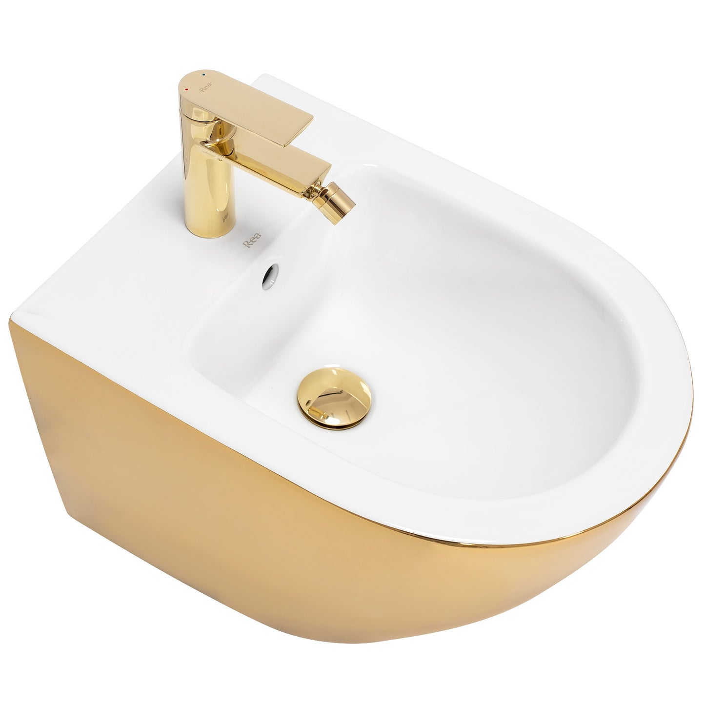 Wandhängendes Bidet Rea Carlo Mini Gold White 3