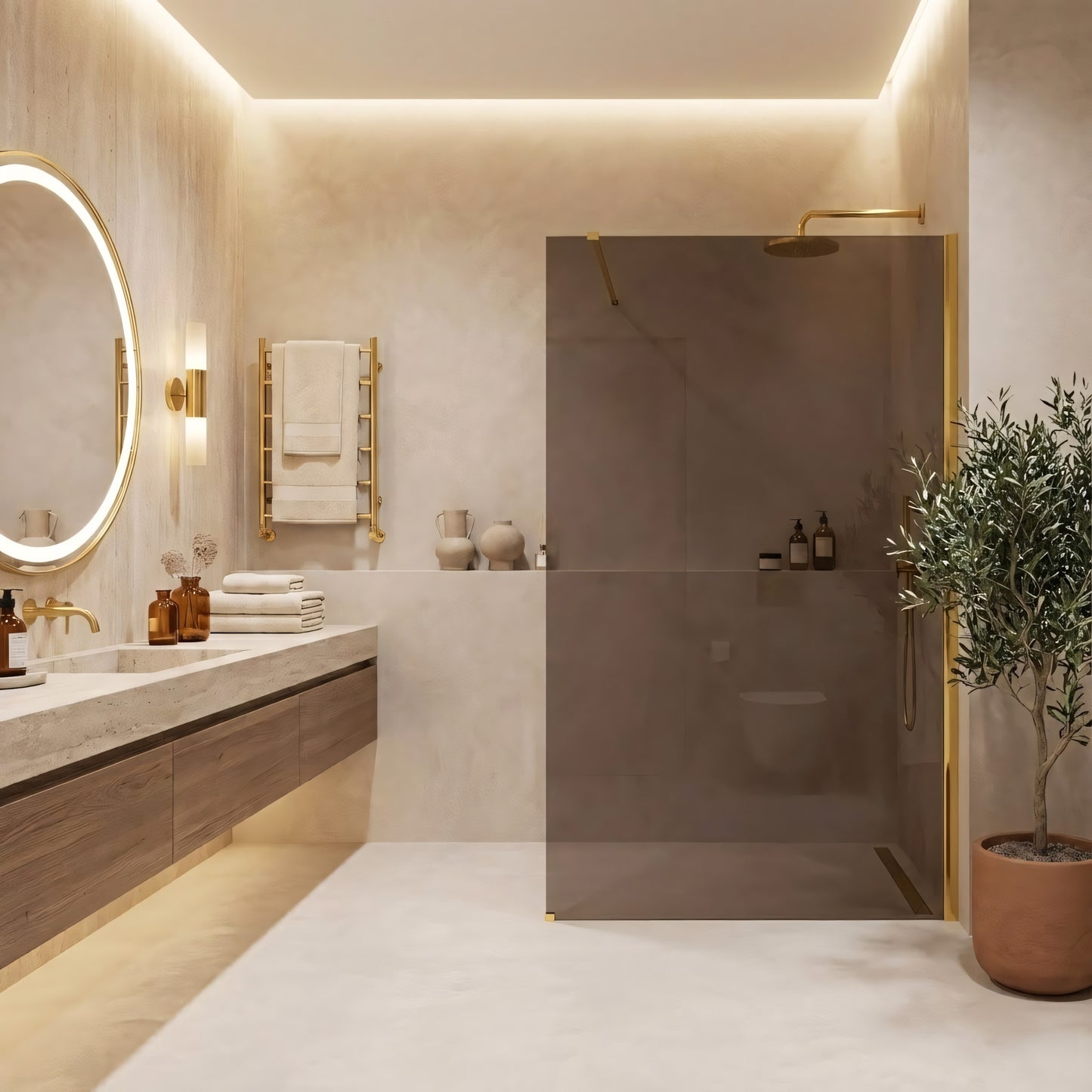 Duschwand Rea Flexi Brown / Gold 140 10