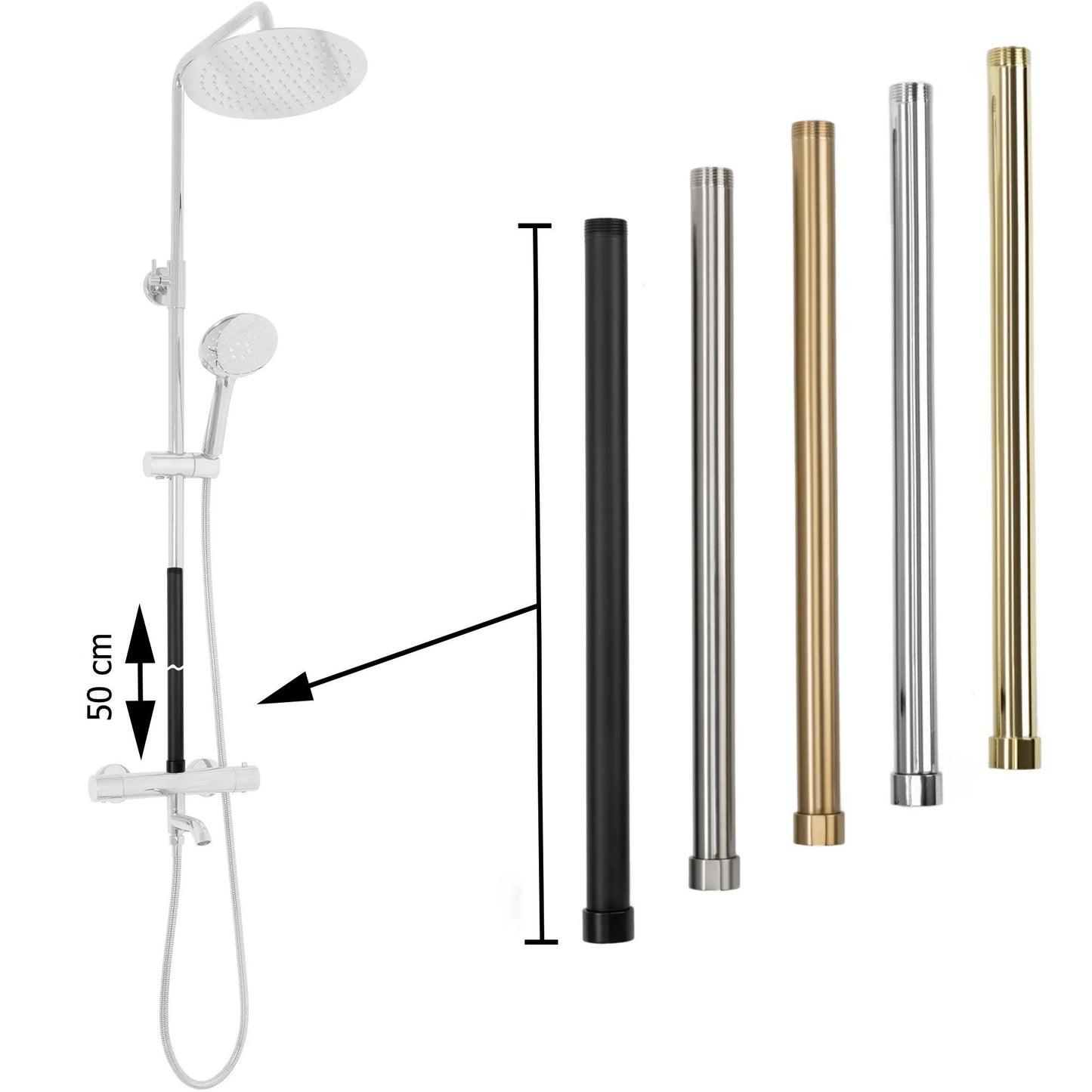 Verlängerung Für Bade-duschgarnitur Brush Gold 50cm 5